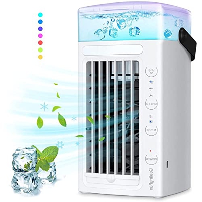 Xirlzhed Mini Ventilatore, Compatto E Portatile Mini Air Conditioner, USA Solo Acqua Pulita Mini Condizionatori Portatili, per Casa E Ufficio