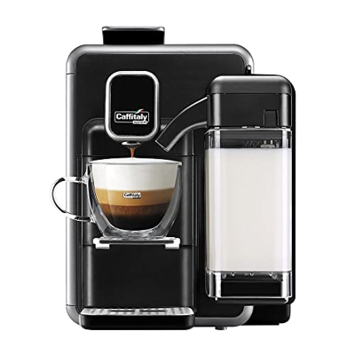 Caffitaly System - BIANCA S22 Macchina da Caffè Espresso per Capsule Originali R-Smart - Montalatte integrato, Poggia Tazze Regolabile, con Sistema a 