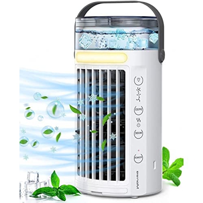 Xirlzhed Condizionatore Scrivania - 7 Luci A LED A Colori Raffreddatore Ad Acqua, Basso Consumo Energetico Ventilatore Piccolo - per Casa, Ufficio, Ca