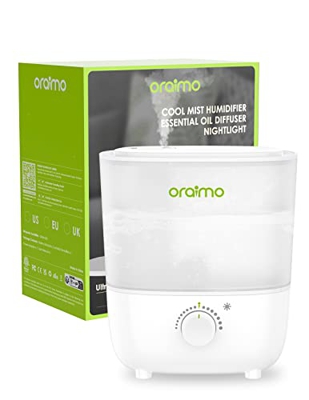 Oraimo Umidificatore ambiente, Top Fill, Umidificatore ultrasuoni a Nebbia Fredda per bambini e piante, senza BPA, con diffusore di oli essenziali 26d