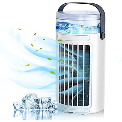 Xirlzhed Climatizzatore Camper, con Luci A LED A 7 Colori Cubo Condizionatore - USA Solo Acqua Pulita Condizionatori Portatili - per Casa E Ufficio