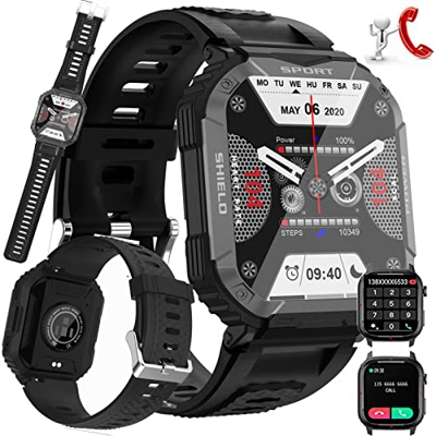 Smartwatch Orologio Intelligente per Uomo,Tracker Fitness con Risposta alle Chiamate E Testo Bluetooth,Orologio Sportivo con Frequenza Cardiaca,Pressi