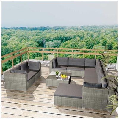 32 Pz Set Mobili Da Giardino In Polirattan Grigio