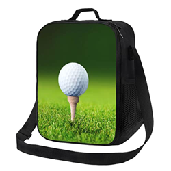 KTQUZCLF Borsa del pranzo, borsa di totalizzatore isolata erba della palla di golf, borsa riutilizzabile del pranzo con la cinghia regolabile en oferta