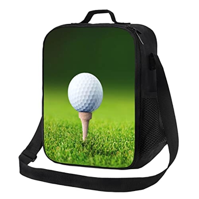 KTQUZCLF Borsa del pranzo, borsa di totalizzatore isolata erba della palla di golf, borsa riutilizzabile del pranzo con la cinghia regolabile