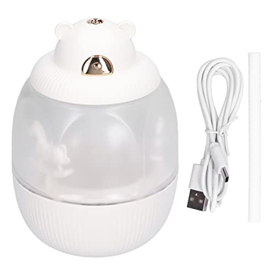 Les-Theresa Mini Umidificatore, 320ml Diffusore per Auto Nebulizzatore Umidificatore USB Ricarica 50ML/h 108KHz Musica Simpatico Carosello Purificator