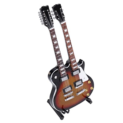 Chitarra in miniatura, materiale in legno Mini modello di strumento Forte durevole 18 cm di lunghezza Fatto a mano per la decorazione domestica per il