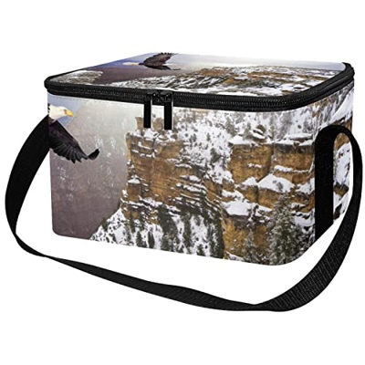 Borsa da pranzo isolata Donne Box per le donne uomini, the Scenery Snow Mountain Eagle