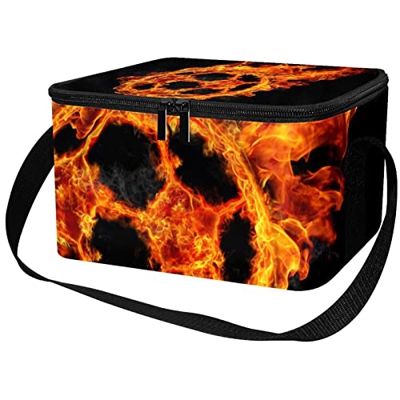 Borsa da pranzo isolata Donne Box per le donne uomini, Fire Flame Football Sport Art