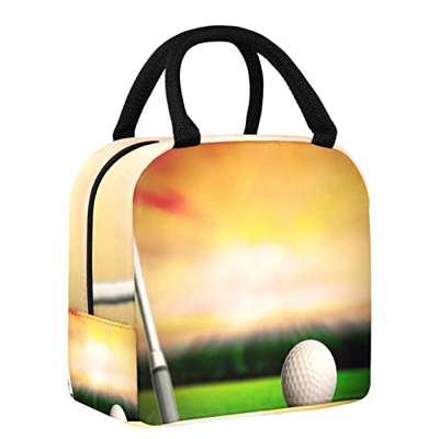 Borsa da pranzo isolata Donne Box per le donne uomini, Landscape Golf on Grass
