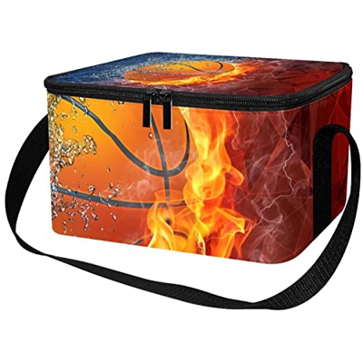 Borsa da pranzo isolata Donne Box per le donne uomini, Basketball Sport Fire and Water