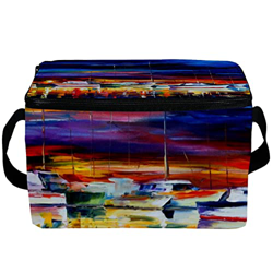 Borsa da pranzo isolata Donne Box per le donne uomini, Night Sea Boat Colorful Landscape en oferta