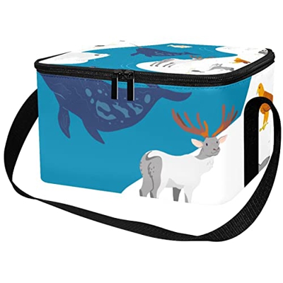Borsa da pranzo isolata Donne Box per le donne uomini, Animal Polar Bear Sea Lion Penguin Elk