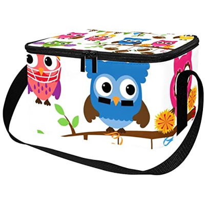 Borsa da pranzo isolata Donne Box per le donne uomini, Cartoon Animals Football Sports Owls