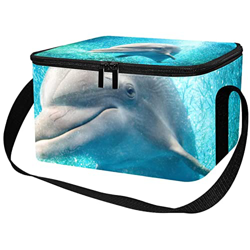 Borsa da pranzo isolata Donne Box per le donne uomini, Blue Ocean Animal Sea Whale Fish características