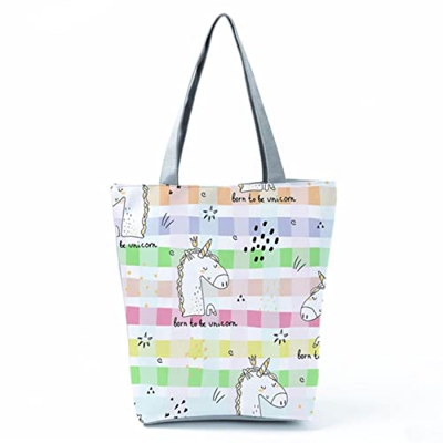 LIPUDADA 1 Pc Carino Unicorno Stampato Tote Bags Pieghevole Commuting Totes-hl0989 Unicorn Bag