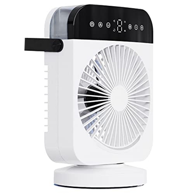 Junguluy Condizionatore d'Aria Portatile, Mini Refrigeratore d'Aria Evaporativo Personale, Piccola Ventola di Raffreddamento da Tavolo con Luce Un LED