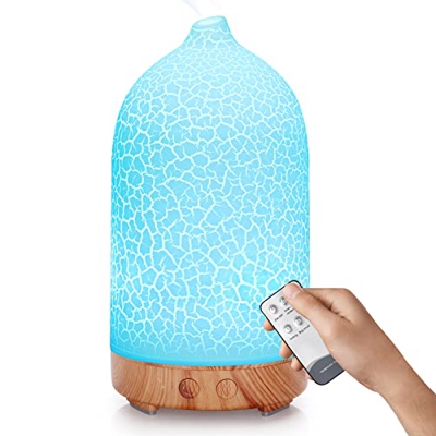 Hianjoo Diffusore di Oli Essenziali, 200ml Umidificatore ad Ultrasuoni con Telecomando e 7 Diverse Luci Mutevoli, Spegnimento Automatico Senza Acqua (