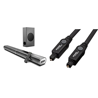 Soundbar con Subwoofer 2.1 Canali, 190 W Soundbar per TV, 125 dB & Amazon Basics Cavo audio ottico digitale Toslink, 1,83 m