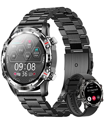 Smartwatch Uomo, 1.32'' Orologio Intelligente con Chiamata Bluetooth Contapassi della Frequenza Cardiaca Monitoraggio del Sonno Fitness Tracker Orolog