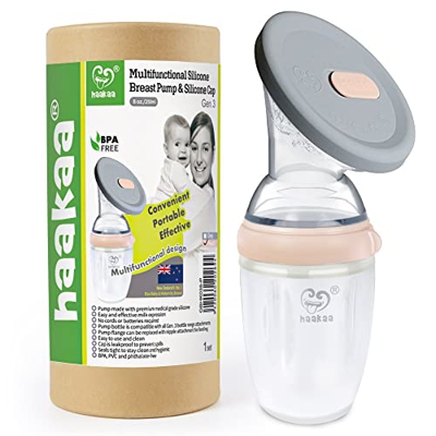 Haakaa Gen.3 Tiralatte manuale 250 ml-pesca + coperchio in silicone
