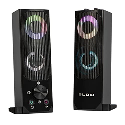 Blow Altoparlante Bluetooth 2 in 1 Altoparlante PC 2.0 con funzione soundbar Retroilluminazione LED RGB Altoparlante stereo 2x3W RMS 2x2" AUX Alimenta
