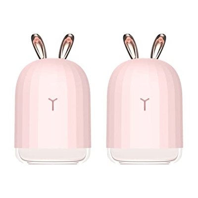 VOSAREA Lampada Umidificatore per Nebbia da 2 Pezzi a Led per La Casa con Cervo Rosa Notte Mini Ml Auto Coniglio Nebulizzatore Usb