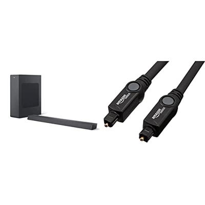 Philips Audio B6305/10 Soundbar Altoparlante Bluetooth con Subwoofer Wireless, 2.1 Canali, 140 W&Amazon Basics - Cavo audio ottico digitale Toslink, 1