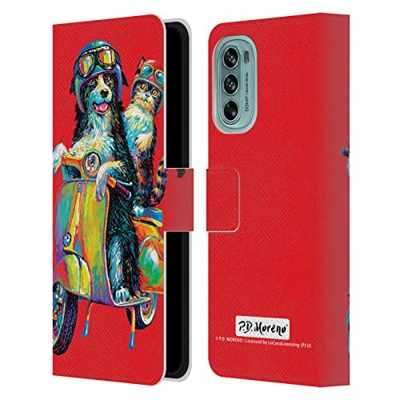 Head Case Designs Licenza Ufficiale P.D. Moreno Coppia Scooter Amore Divertente Cover in Pelle a Portagoglio Compatibile con Motorola Moto G62 5G
