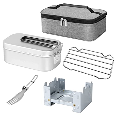 YUEOU Borsa termica per il pranzo, mini stufa pieghevole da 800 ml, set combinato