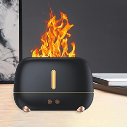 Ioensy umidificatore d'Aria USB con Fiamma realistica Nebbia silenziosa Spegnimento Automatico Multicolore per Letto Olio, Nero precio
