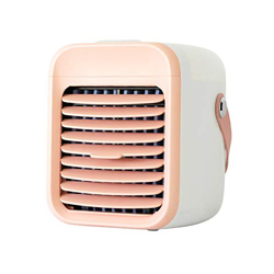 Portable Air Conditioner Fan with LED Light 300 Ml Water Tanks 3 Speeds Super Quiet USB Air Cooler for Home Office (Color : Black) (Pink) en oferta