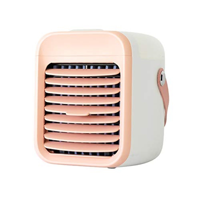 Portable Air Conditioner Fan with LED Light 300 Ml Water Tanks 3 Speeds Super Quiet USB Air Cooler for Home Office (Color : Black) (Pink)