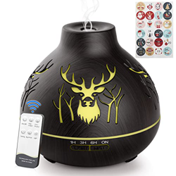 Geepen Diffusore di aromi 550 ml, diffusore di oli essenziali con 7 colori LED+adesivi gratuiti, diffusore di aromi, spegnimento automatico, umidifica características