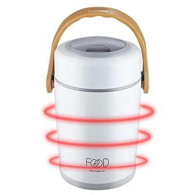Fulenyi Contenitore termico sottovuoto in acciaio inox con manico ergonomico, riutilizzabile, isolato, per campeggio, escursioni, picnic