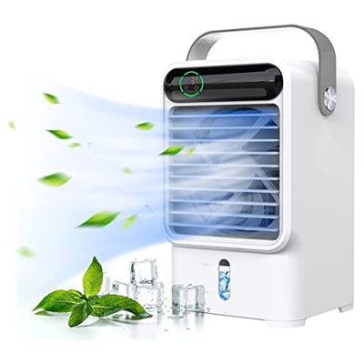 Uinfhyknd Condizionatore portatile, dispositivo di raffreddamento evaporativo con 3 velocità del vento, mini condizionatore personale silenzioso per u