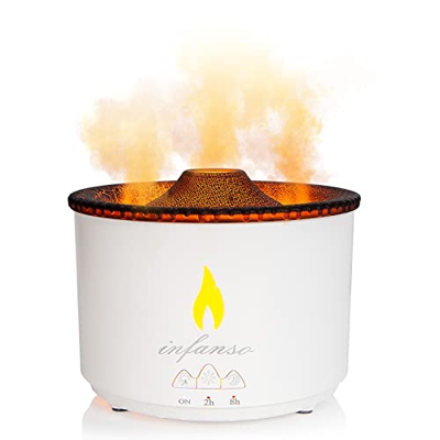 InFanso Diffusore di fiamma Umidificatore Ultrasuoni Vulcano Aromaterapia Diffusore 2 Modalità 360ML Olio Essenziale Diffusore per Spa Home Office Yog
