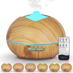 Bigqin Diffusore di Oli Essenziali (500ml),Diffusore di Aromi Ultrasuoni Umidificatore,Diffusore Ambiente con Colori 7 Luce LED,per Yoga, Spa, Camera  precio