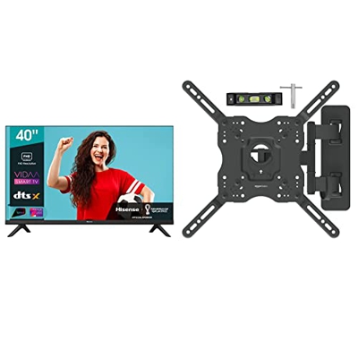 Hisense 40" LED Full HD 2022 40A4FG, Smart TV VIDAA 4.2, Audio 2.0 14W, Controlli vocali Alexa, Tuner DVB-T2/S2 HEVC 10, lativù, Telecomando RaiPlay, 