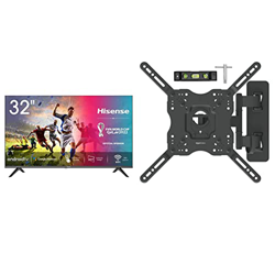 Hisense 32AE5600FA Smart TV Android, LED HD Ready 32", USB Media Player, Grigio & Amazon Basics - Staffa snodata da parete, per TV da 22” a 55” en oferta