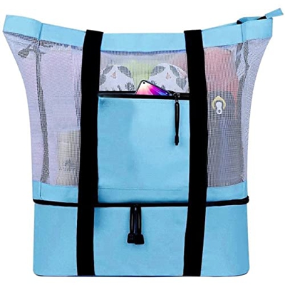 Cestini per la spesa riutilizzabili Borsa da campeggio in rete da spiaggia da campeggio all'aperto con borsa termica staccabile Borsa da viaggio imper