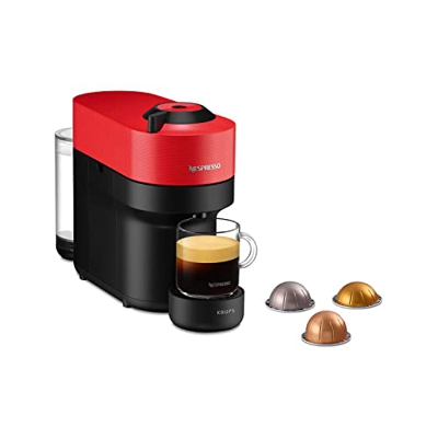 Nespresso Vertuo Pop XN9205K, Macchina caffè di Krups, Spicy Red, Sistema Capsule Nespresso Vertuo, Serbatoio acqua 0.56L