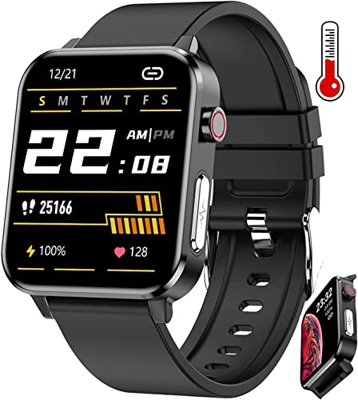 Ou Gecai Smartwatch Temperatura corporea IP68 Braccialetto connesso Impermeabile Cardio Smartwatch Donna Uomo Smart Sport Watch Running Sonno Fitness 