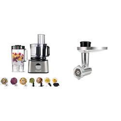 Kenwood FDM301SS Robot da Cucina MultiPro Compact con Frullatore con caraffa, Spremiagrumi, Argento & KAX950ME Accessorio Tritacarne per Impastatrice  en oferta