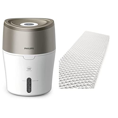 Philips HU4803/01 Umidificatore d'Aria Automatico con Tecnologia NanoCloud a Evaporazione Naturale & HU4136/10 Filtro di Umidificazione Compatibile co
