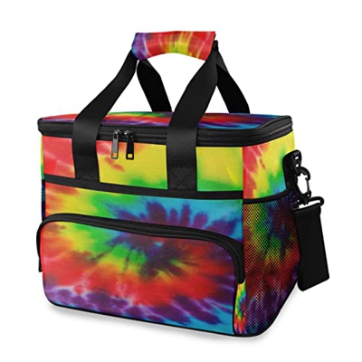 Tie Dye - Borsa termica colorata isolata per picnic, 15 l, a tenuta stagna, con manico a spalla, per esterni, viaggi, shopping, campeggio, auto