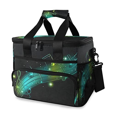 Borsa termica per picnic isolata e lucida musicale, 15 l, portatile a tenuta stagna, con manico a spalla, per esterni, viaggi, shopping, campeggio, au
