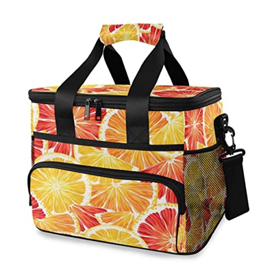 Borsa termica termica isolata da 15 l, colore: arancione limone, senza soluzione di continuità, con manico a spalla, per esterni, viaggi, shopping, ca