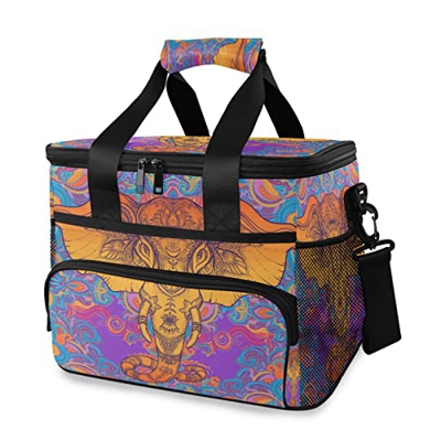 Borsa termica con elefante tribale, borsa termica termica da 15 l, portatile, a prova di perdite, con manico a spalla, per esterni, viaggi, shopping, 