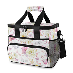 Borsa termica con fiori con farfalla da 15 l, borsa termica portatile a tenuta stagna, con manico a spalla, per esterni, viaggi, shopping, campeggio,  en oferta